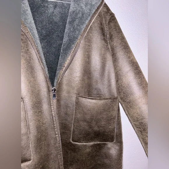 MANGO Reversible Faux Shearling Coat size S